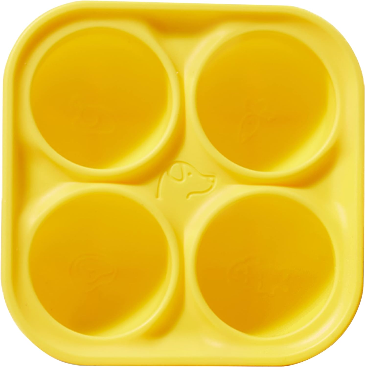 A Yellow silicone DIY treat ball tray for Pupsicle Dog Toys