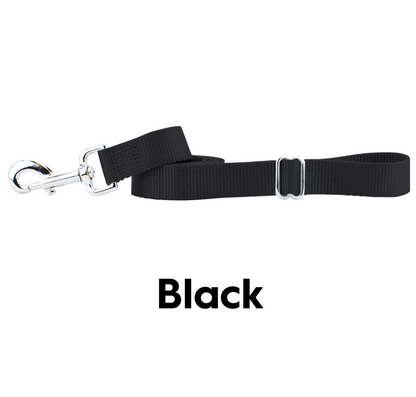 close up of a black leash with handle