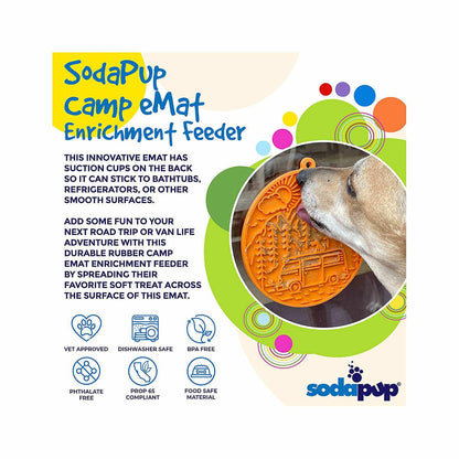 infographic about an orange rubber lick mat for dogs 