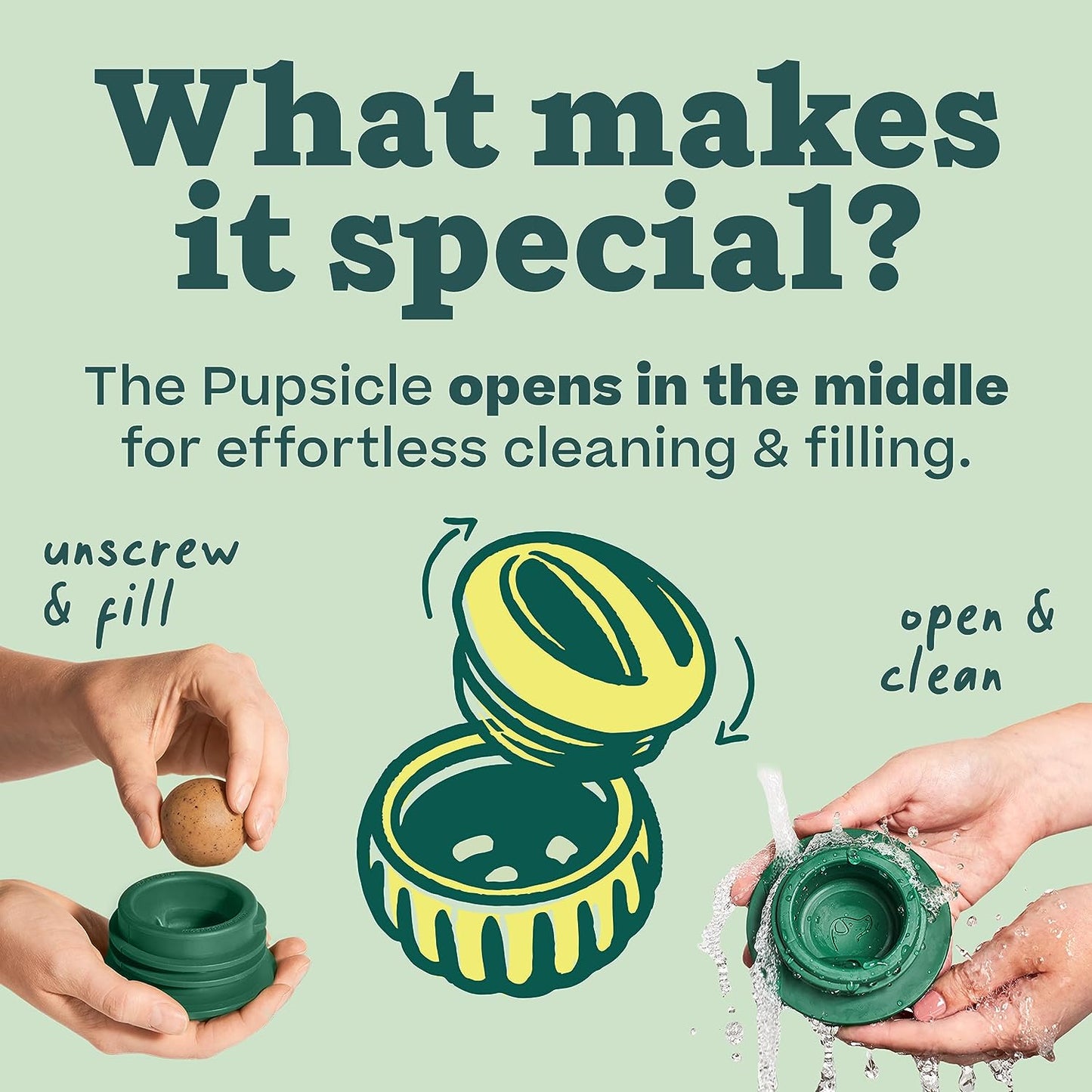 Infographic about what makes the Pupsicle dog toy special