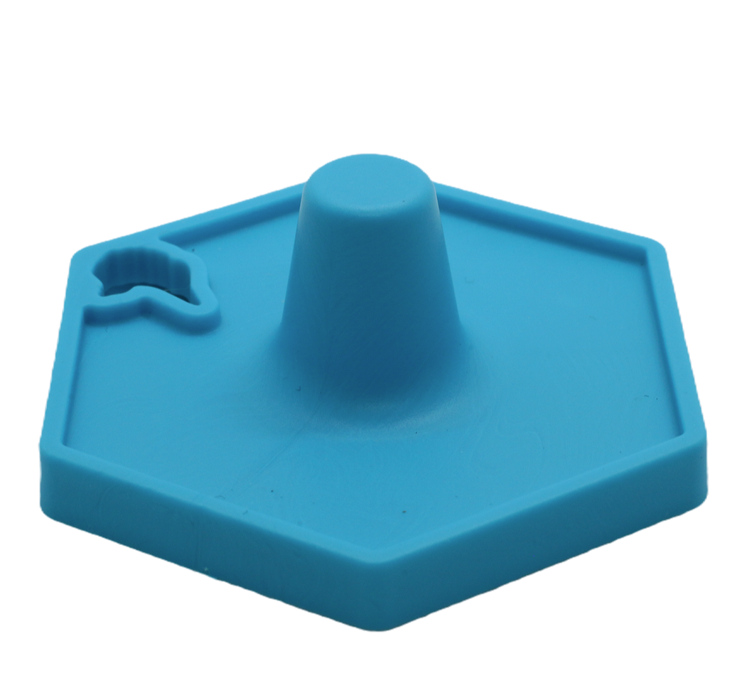 A blue Stopple toy stand
