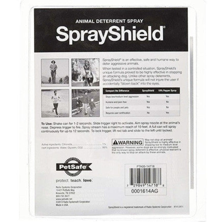 SprayShield Stray Animal Deterrent Spray back of package 