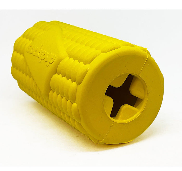 Yellow corn shaped dog toy 