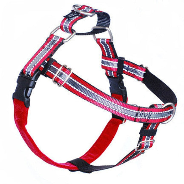 A red  reflective dog harness