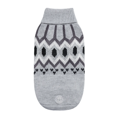 a light grey sweater with geometric design for dogs