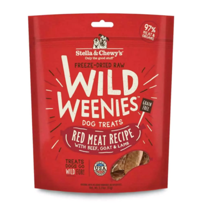 a red bag of red meat dog treats