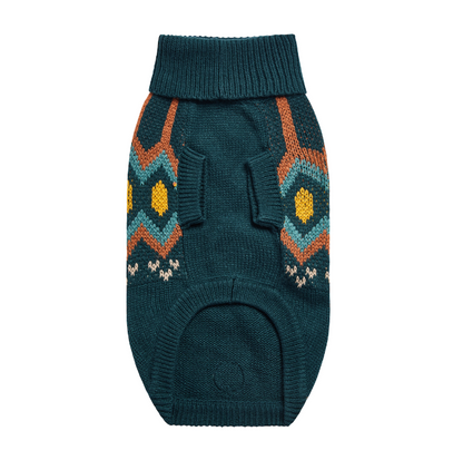 underside of a teal sweater for dogs