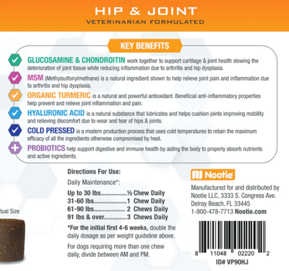 Progility Hip & Joint Soft Chew Supplements infographic