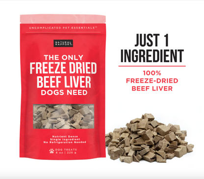 a red bag of freeze dried beef liver for dogs