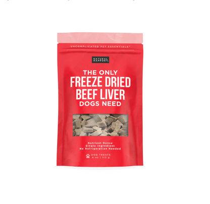 a red bag of freeze dried beef liver for dogs