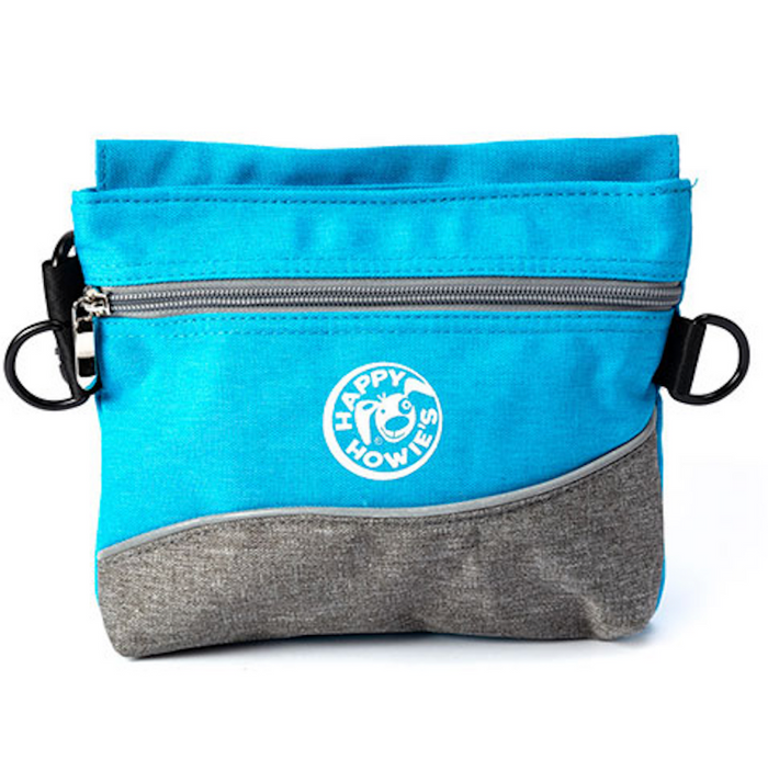 a blue and grey dog treat pouch