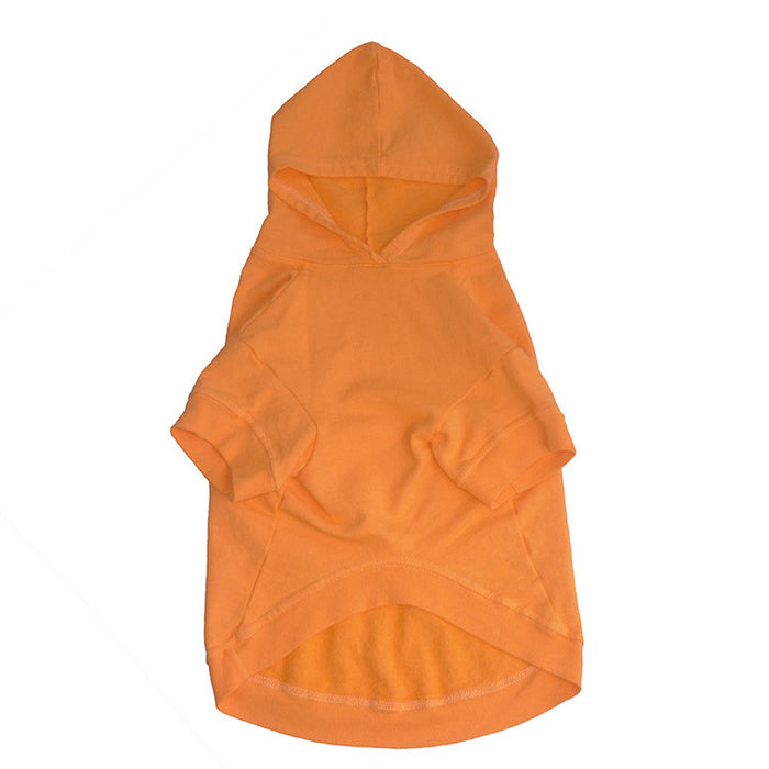 underside of an orange hoodie for dogs
