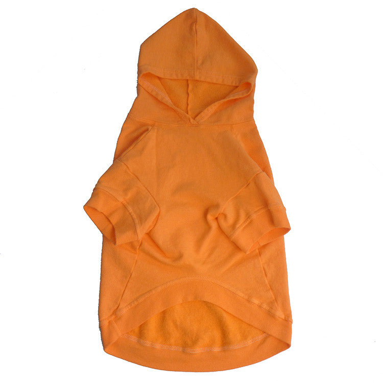 underside of an orange hoodie for dogs